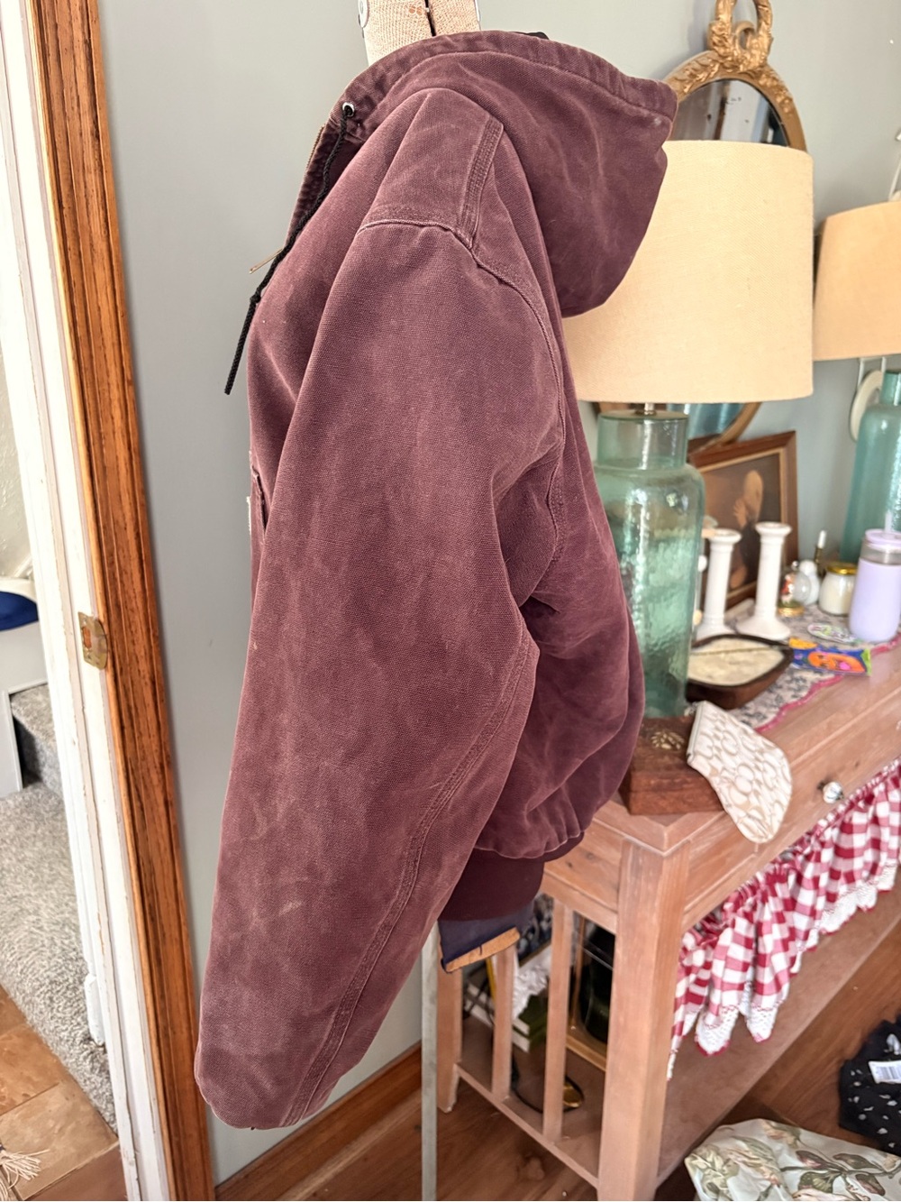 VINTAGE CARHARTT Plum Canvas Winter Coat - Picture 3 of 7